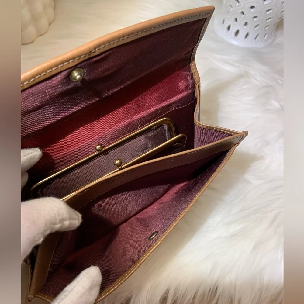 Christian Dior Vintage Honeycomb Long Wallet With COA